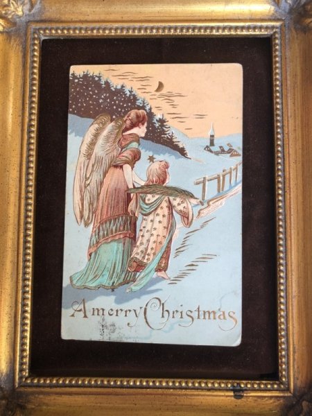 画像2: Postcard クリスマス 教会へ向かう天使 (2)