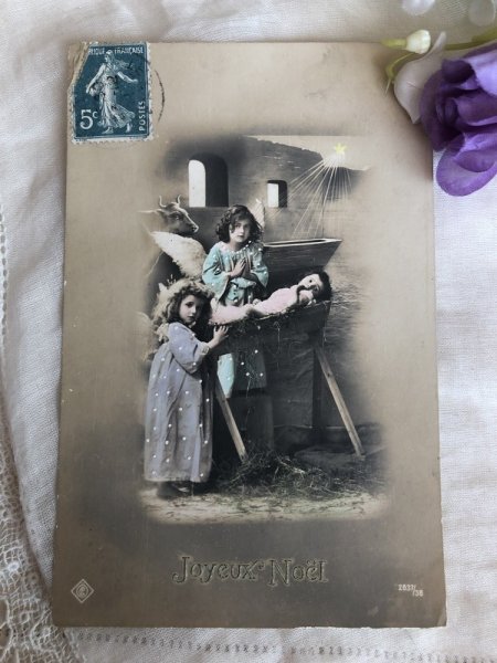 画像2: Postcard 　クリスマス　イエス様の誕生を祝福する天使たち　フランス (2)