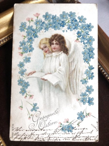 画像2: Postcard 忘れな草のお花と天使たち 1903年 (2)