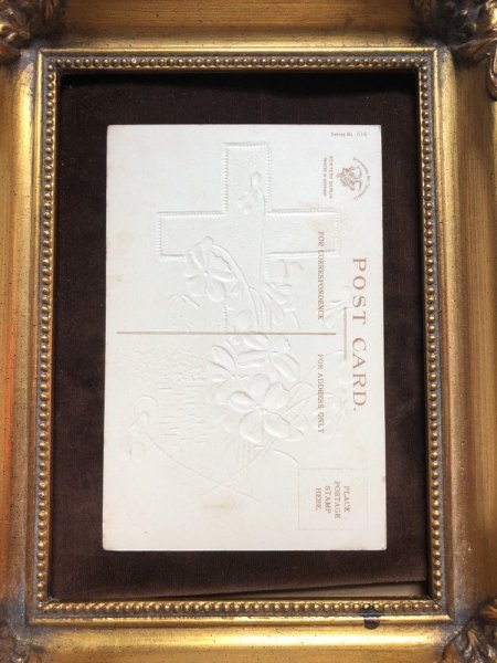 画像4: Postcard  イースター スミレのお花と十字架 (未使用) (4)