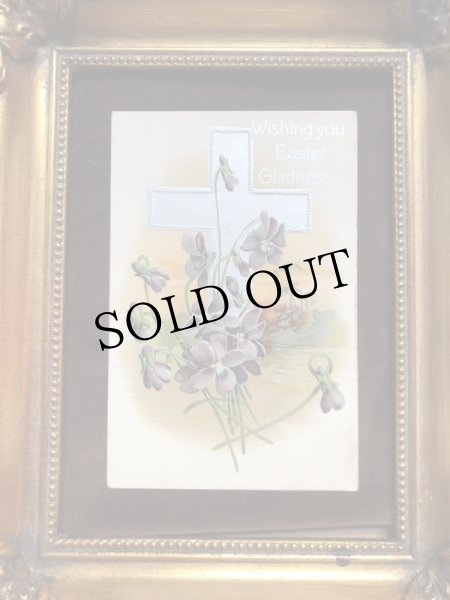 画像3: Postcard 　イースター　スミレのお花と十字架 （未使用） (3)