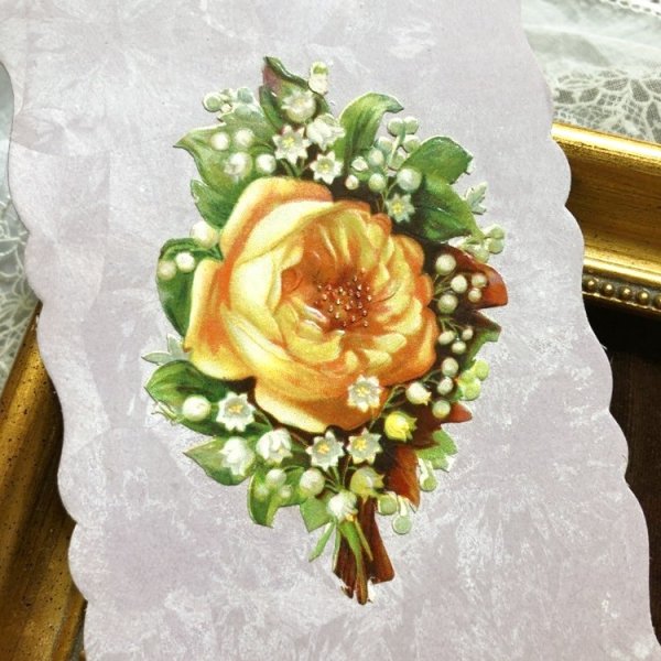 画像1: Postcard　薔薇とスズランのお花 　クロモス　 (1)