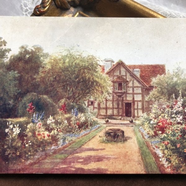 画像1: Postcard  　イングリッシュガーデン　花咲くコテージ　シェイクスピアの生家（未使用） (1)