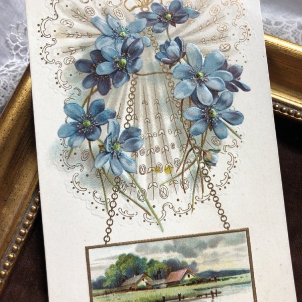 画像1: Postcard  　青いお花と水辺の風景 (1)
