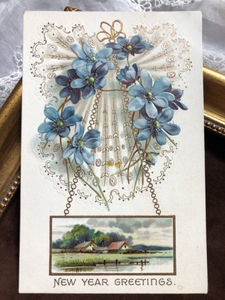画像2: Postcard   青いお花と水辺の風景 (2)