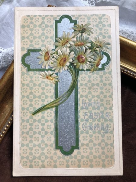 画像2: Postcard  イースター デイジーのお花と十字架 (2)