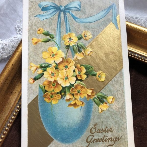 画像1: Postcard 　イースター　黄色のお花と卵　 (1)