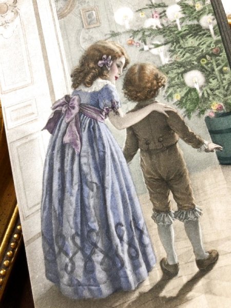 画像1: Postcard　クリスマス　ツリーに驚く男の子　M.M.VIENNE　（未使用） (1)