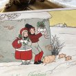画像1: Postcard　クリスマス　子豚とプレゼントを抱えた子どもたち　Pauli Ebner ？ (1)