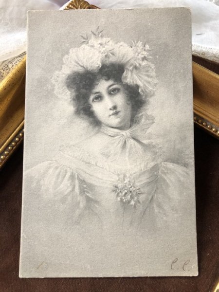 画像2: Postcard ドレスの女性 M.M.VIENNE  (2)