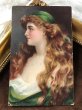 画像2: Postcard　髪の長い女性　横顔　緑　（未使用） (2)