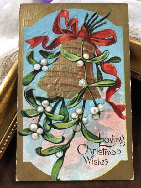 画像2: Postcard クリスマス ヤドリギとベル  (2)