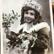 画像1: Postcard　BONNE ANNEE  クリスマス　ヤドリギと女の子　写真　フランス1910年 (1)