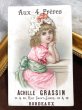 画像1: Victorian Trade Card　ピンク色のドレスの女の子　フランス (1)