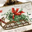 画像1: Postcard　クリスマス　ヤドリギとソリ　Ellen Clapsaddle  1907年 (1)
