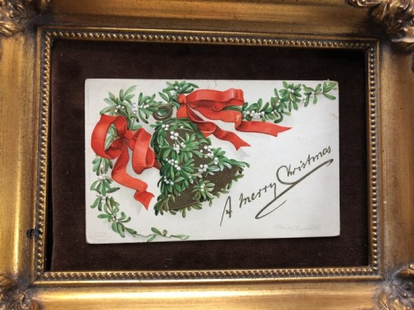 画像2: Postcard　クリスマス　ヤドリギとベル　Ellen Clapsaddle  (2)