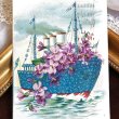 画像1: Postcard 　スミレと忘れな草のお花の船　アメリカ1910年 (1)