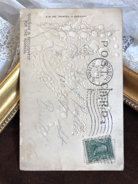 画像4: ▼SALE 500▼ Postcard スミレのお花とカギとハート スズラン 1908年 (4)