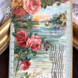 画像1: Postcard  　水辺の風景　薔薇のお花　アメリカ1908年 (1)