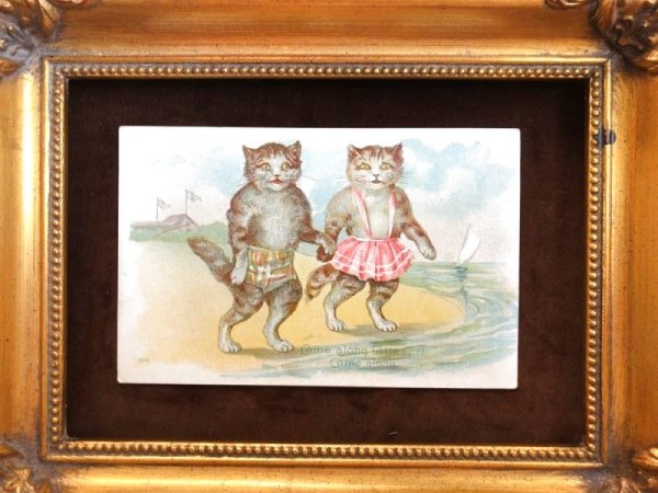 画像3: Postcard 海水浴を楽しむ猫たち (3)