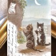 画像1: Postcard　月夜に音楽を奏でる猫たち　トランペット　笛　Helena Maguire　フランス1901年 (1)