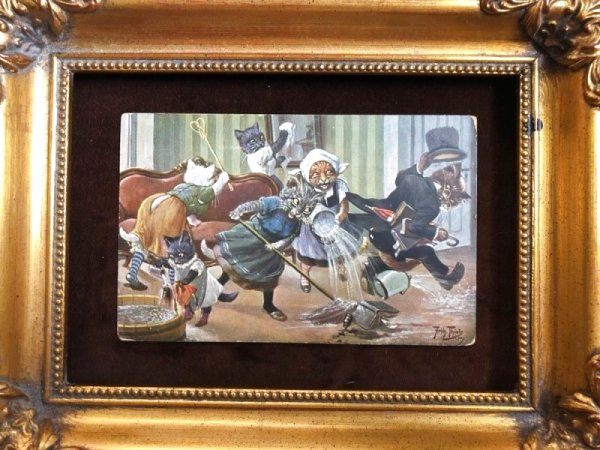 画像4: Postcard お掃除をする猫さん Arthur Thiele (4)