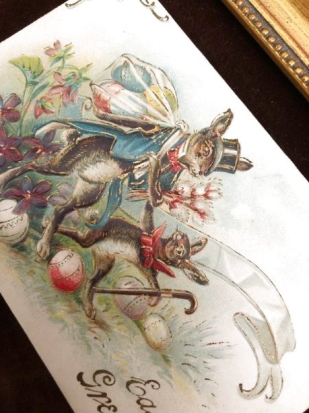 画像2: Postcard  イースター 卵を運ぶうさぎの紳士 アメリカ1907年 (2)