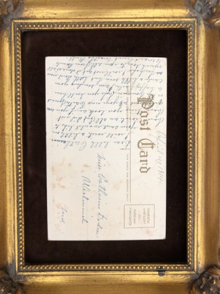 画像4: Postcard 　イースター　帽子を試着する女の子と鏡を持つウサギさん　1914年 (4)