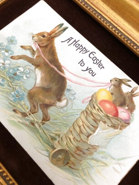画像2: Postcard  イースター 卵を運ぶウサギさんの親子  (2)