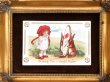 画像3: Postcard 　イースター　帽子を試着する女の子と鏡を持つウサギさん　1914年 (3)