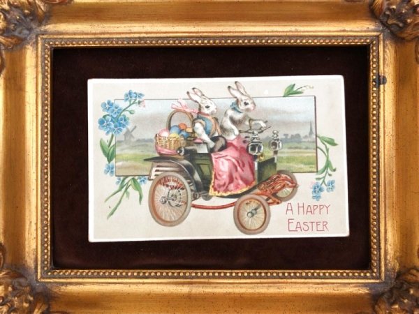 画像3: Postcard  イースター 自動車を運転するウサギさん  (3)