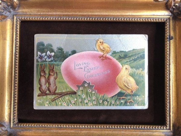 画像3: Postcard  イースター 大きな卵 ウサギさんとヒヨコさん 1910年 (3)