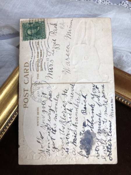 画像3: Postcard  イースター バイオリンを弾くウサギさん Ellen Clapsaddle アメリカ1908年 (3)