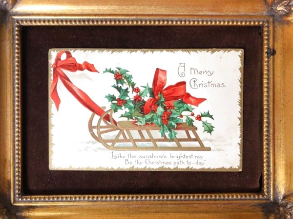 画像2: Postcard クリスマス ホーリーとソリ Ellen Clapsaddle  1908年 (2)