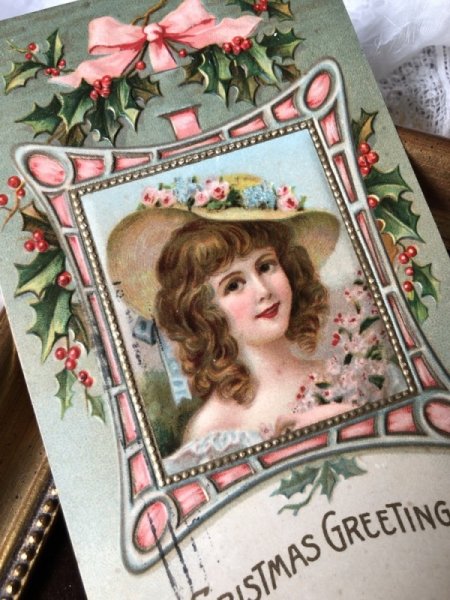 画像3: Postcard クリスマス 帽子の女の子  (3)