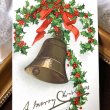 画像1: Postcard　クリスマス　ホーリーと金色のベル　Ellen Clapsaddle   (1)