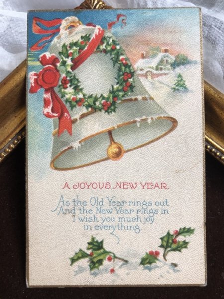画像2: Postcard クリスマス ホーリーと銀のベル アメリカ1928年 (2)