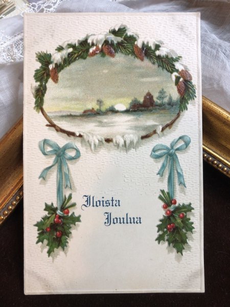 画像2: Postcard クリスマス ホーリーとカラマツの雪景色 (2)
