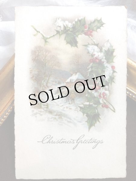 画像2: Postcard　クリスマス　雪景色　ホーリー　アメリカ1923年 (2)