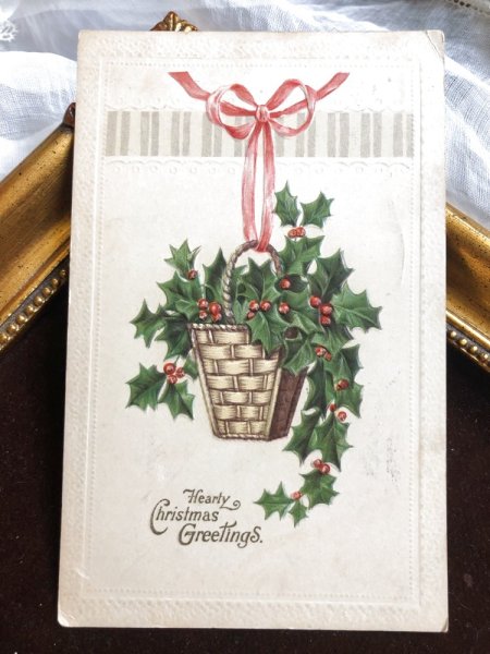 画像2: Postcard　クリスマス　ホーリーのバスケット (2)