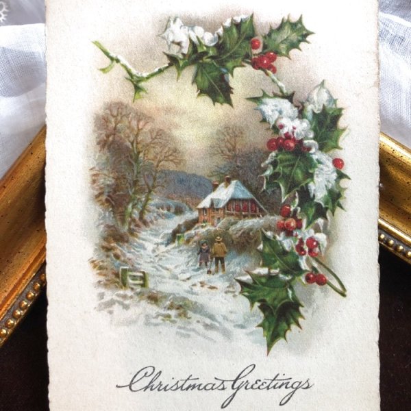 画像1: Postcard　クリスマス　雪景色　ホーリー　アメリカ1923年 (1)