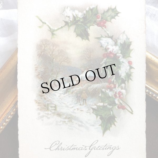 画像1: Postcard　クリスマス　雪景色　ホーリー　アメリカ1923年 (1)