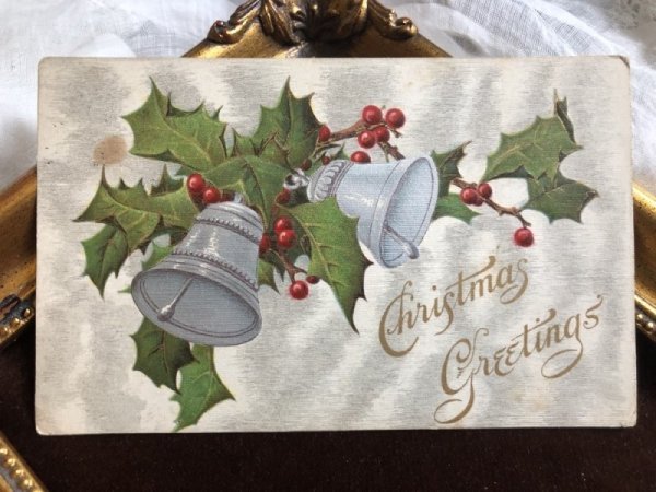 画像2: ▼SALE 500▼ Postcard クリスマス ホーリーと銀色のベル (2)