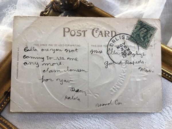 画像4: Postcard 感謝祭 サンクスギビング パイ皿の七面鳥と子ども 1908年 (4)