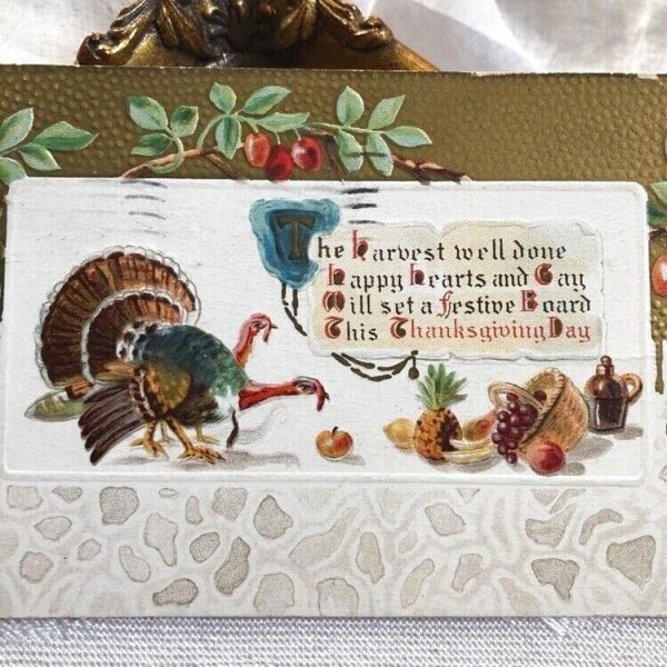画像1: ▼SALE 500▼ Postcard　感謝祭　Thanksgiving サンクスギビング　七面鳥と果物 (1)