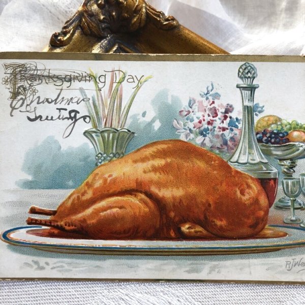 画像1: ▼SALE 500▼ Postcard　感謝祭　Thanksgiving サンクスギビング　七面鳥の丸焼き (1)
