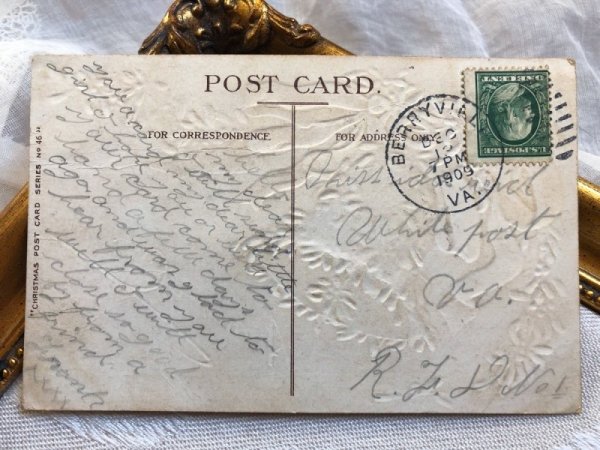 画像4: ▼SALE 500▼ Postcard クリスマス ヤドリギとベルと赤いリボン エレン・クラップサドル (4)