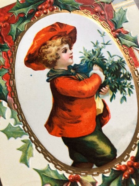 画像3: Postcard 新年 New Year ヤドリギを運ぶ男の子 Ellen Clapsaddle 1909 (3)