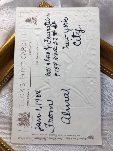 画像3: Postcard　新年祝い　New Year　祝杯をあげる天使　キノコ　金貨　 (3)