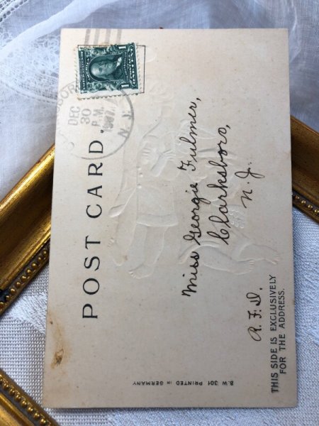 画像3: Postcard　新年祝い　New Year　キノコと四葉のクローバーを持つ天使　1907 (3)